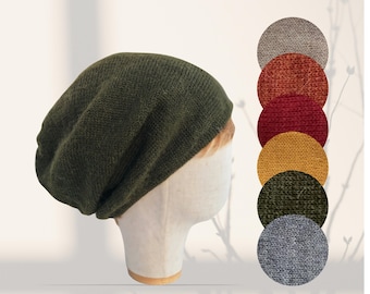 Satin lined alpaca hat Mens wool beanie