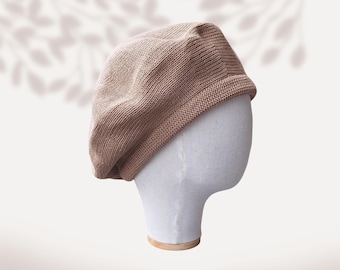 Cotton crochet beret for women and men big head light summer boho chic hat