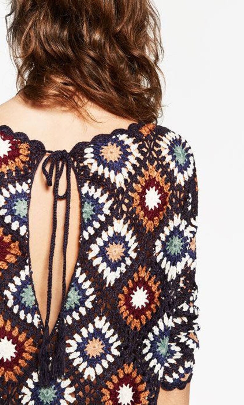 Granny Square Crochet Top Pattern Plus Size Crochet Sweater Etsy