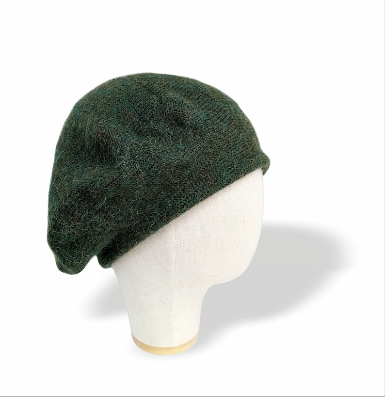 Béret en tricot pour homme Béret en laine d'alpaga noir Vert