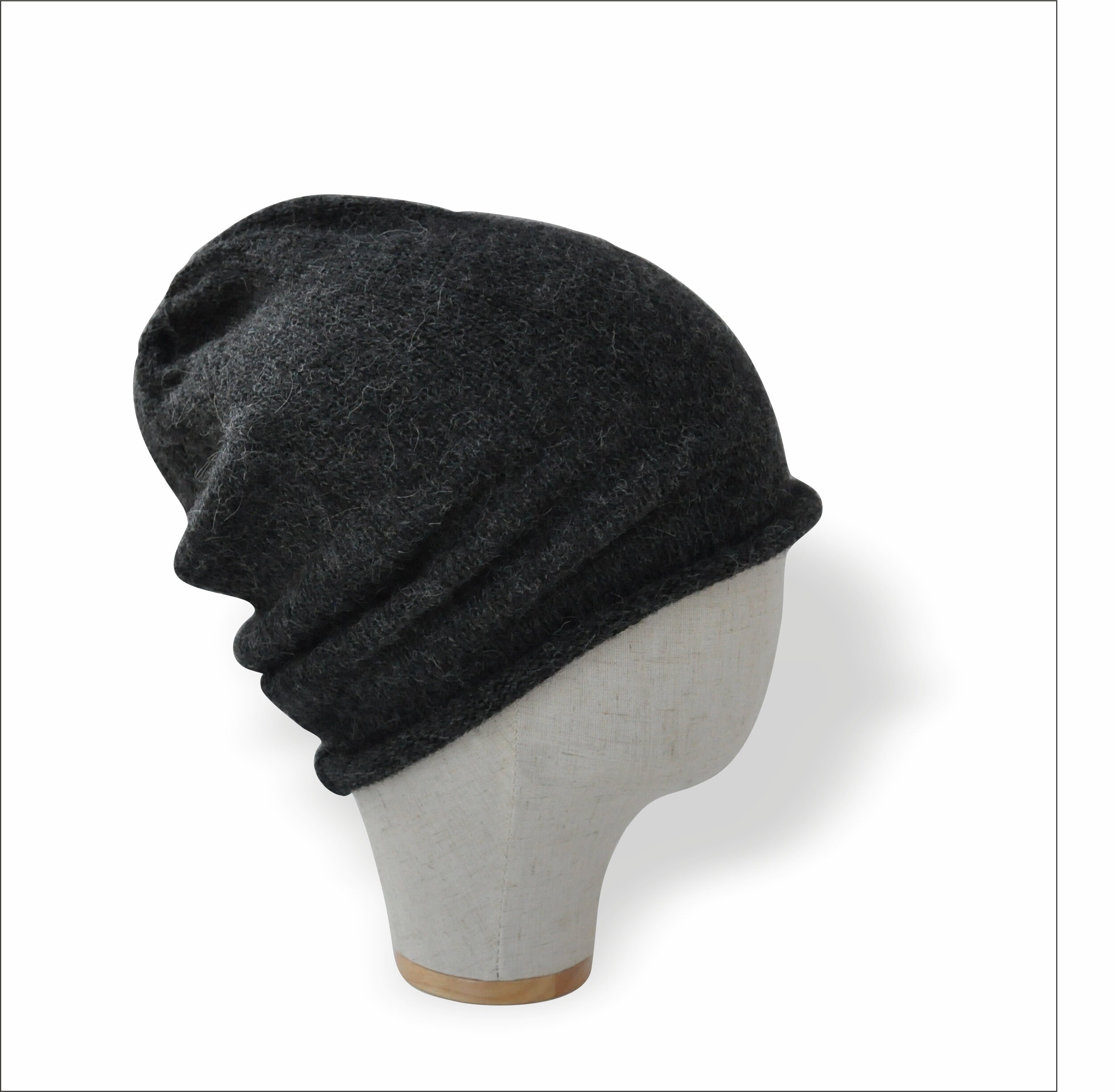 Grey Winter Alpaca Cap Satin Lined 