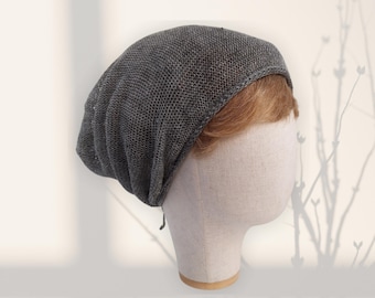 Lightweight linen beanie Summer slouchy knit hat for men women