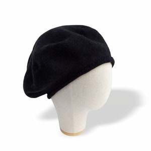 Black cotton beret hat Mens beret