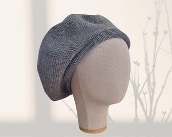 Grey cotton summer beret for men, Outlander tam