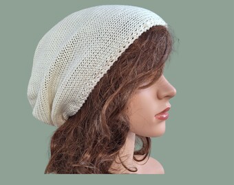Off white cotton hat for women Gift for mom hat Summer beanie