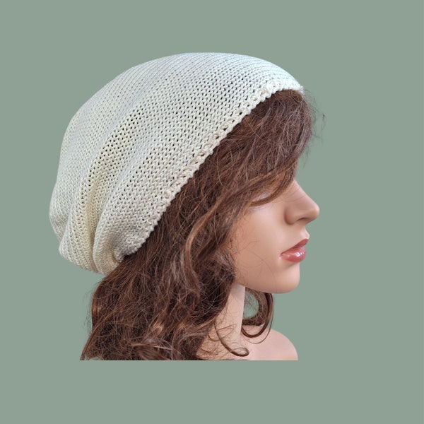 Off white cotton hat for women Gift for mom hat Summer beanie