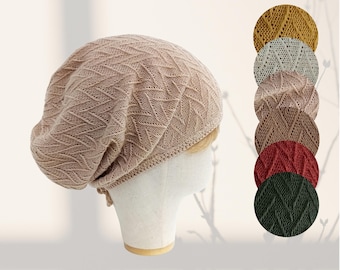 Lightweight knit hat  Cotton summer beanies for women
