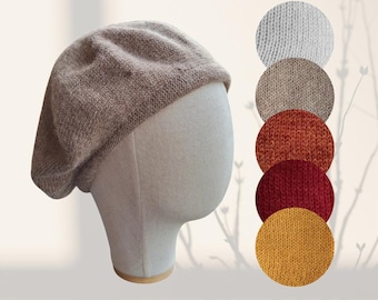 Scottish tam Beige alpaca knitted berets for women men