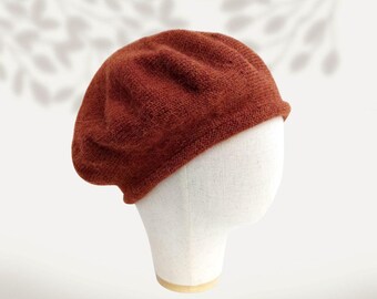 Boina holgada de suave lana de alpaca, gorro de invierno cálido y acogedor para cabezas grandes.
