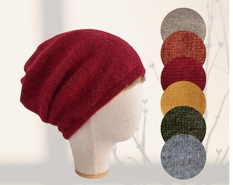 Met satijn gevoerde rode wollen beanie
