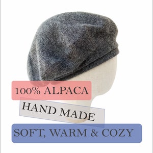 Béret pour homme Béret en laine d'alpaga à grosse tête pour homme Gris