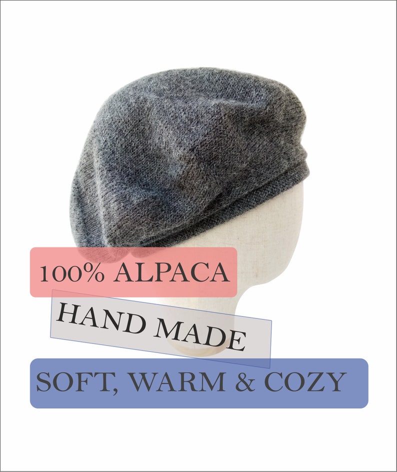 Béret pour homme Béret en laine d'alpaga à grosse tête pour homme Gris