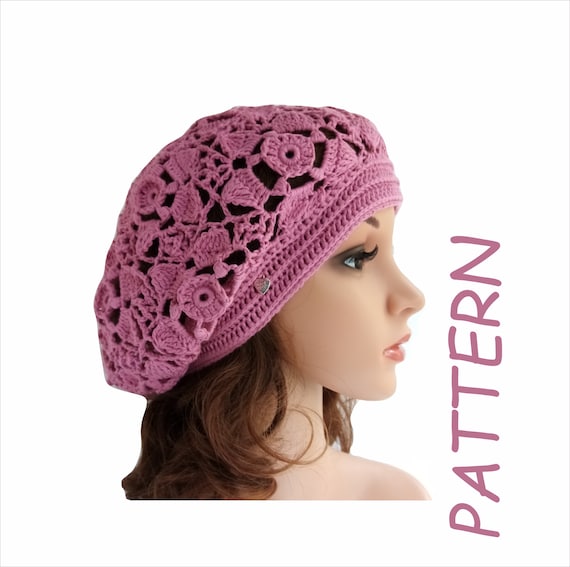 Crochet Hat for Women Summer Beret 