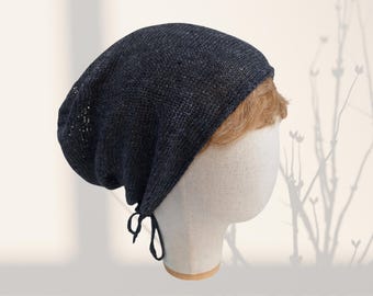 Linen knit beanie for men and women, Breathable natural fiber summer hat