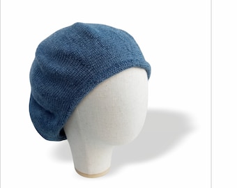 Blue Summer chemo hats Cotton beret hat Mens beret