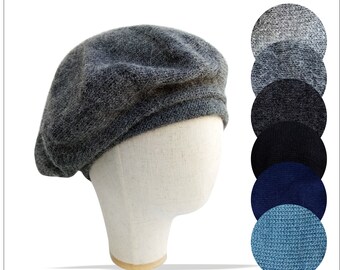 Béret pour homme Béret en laine d'alpaga gris tam écossais