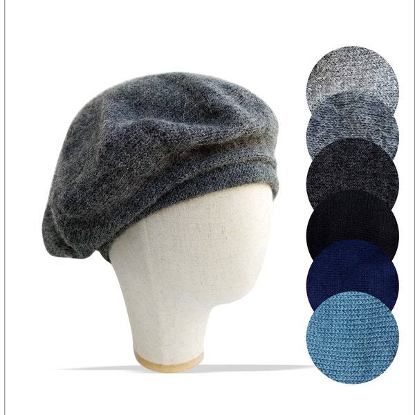 Béret pour homme Béret en laine d'alpaga gris tam écossais