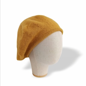 Béret pour homme Béret en laine d'alpaga à grosse tête pour homme Mustard