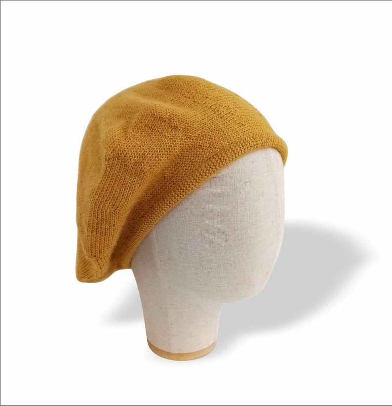 Béret pour homme Béret en laine d'alpaga à grosse tête pour homme Mustard