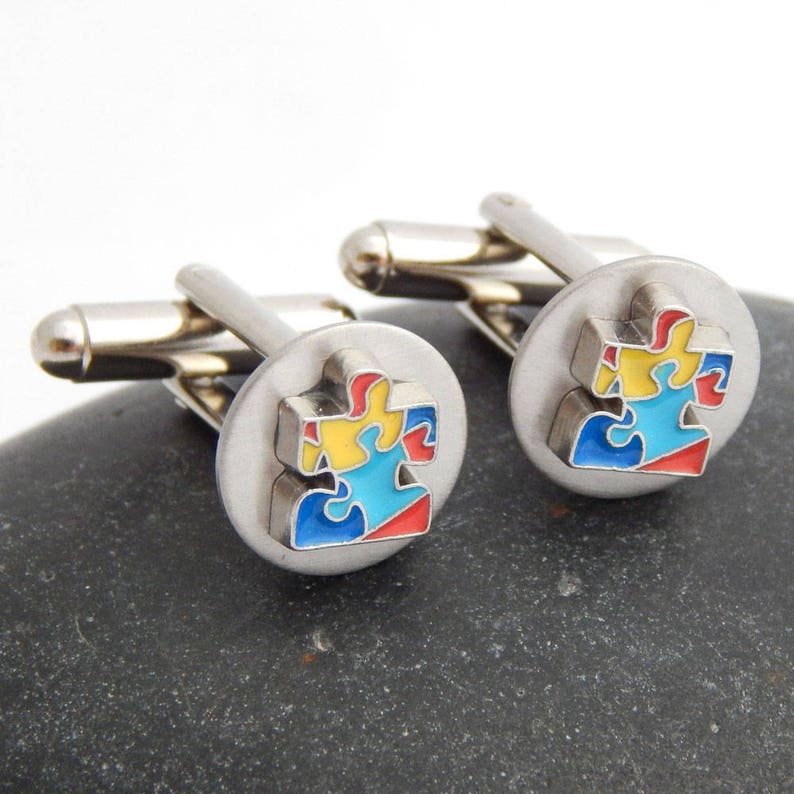 Autism Cuff Links Puzzle Piece Autism Cufflinks Christmas Father/'s Day
