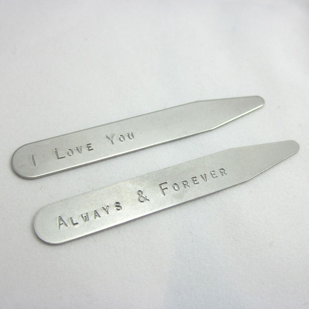 Personalized Father's Day Collar Stay Set of 2 Stainless Etsy