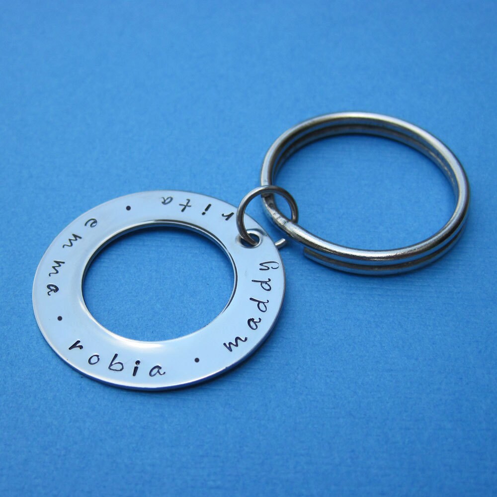 Round Washer Custom Name Personalized Key Chain Anniversary Etsy