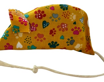 Pawprints on Yellow Catnip Mouse