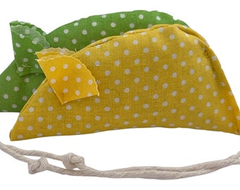 Pack of Two Catnip Mice - Spotty Green and Spotty Yellow