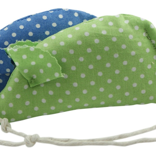 Pack of 2 Catnip Mice - Spotty Blue and Spotty Green