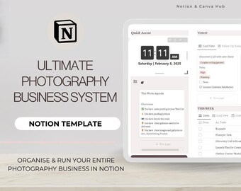 The Complete Photography Operating System | Notion Template | Photographer's Workflow, Social Media & Client Management | Light Mode