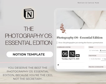 Photography Business Notion Template, CRM, Calendar, Invoicing (PDF Setup Guide)