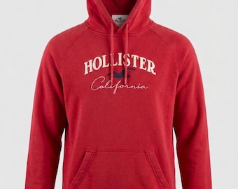 Vintage Y2K Hollister California Embroidered Pullover Hoodie — Large, Red