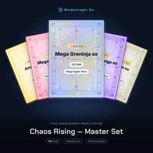 Pokemon Chaos Rising Master Set Binder | Printed, Precision-Cut, Installed | Type-Coded Collector Binder with Placeholders