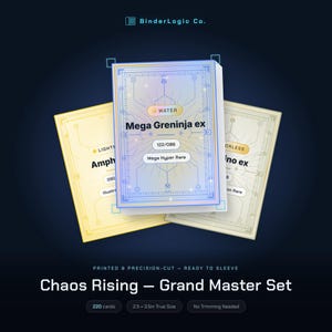 Wkładki do segregatora Pokemon Chaos Rising Grand Master Set | Drukowane i precyzyjnie wycinane | Kolekcjonerskie symbole zastępcze z kodem typu