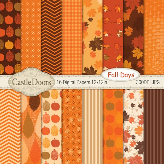 Digital Fall Scrapbook Paper 16 download papers Autumn | Etsy