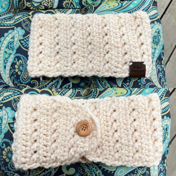 Crochet PATTERN - Crochet Headband with Button Closure for adult - Instant download PDF PATTERN