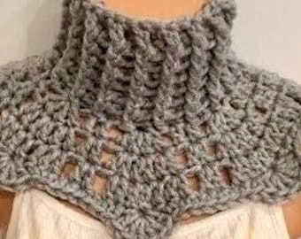 Crochet PATTERN, Scarf Neck Warmer, Digital Download, Ribbed Cowl Pattern Neck Warmer