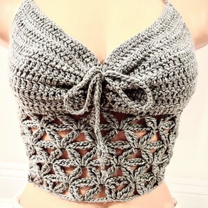 Monochrome Floral Pattern Crochet Top