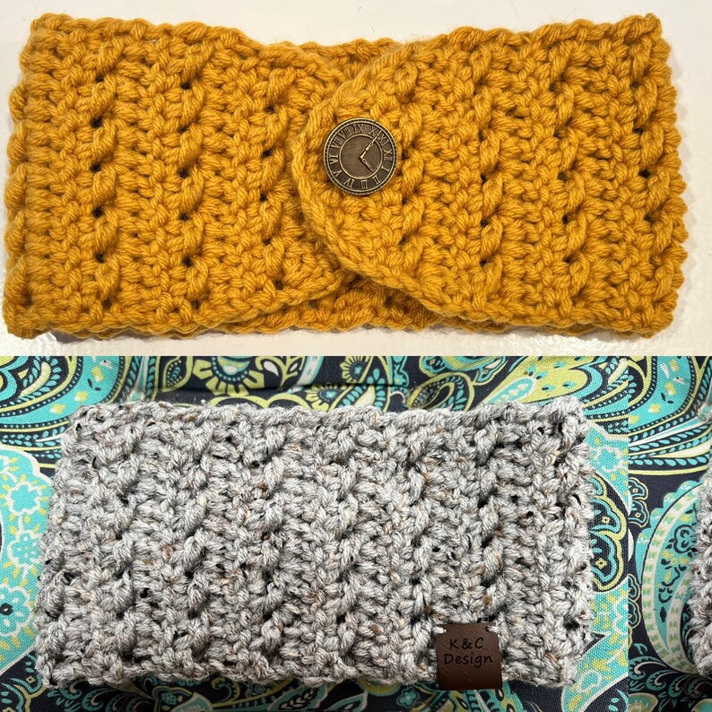 Crochet Headband With Button Closure SELECT COLOR Headband Ear Etsy