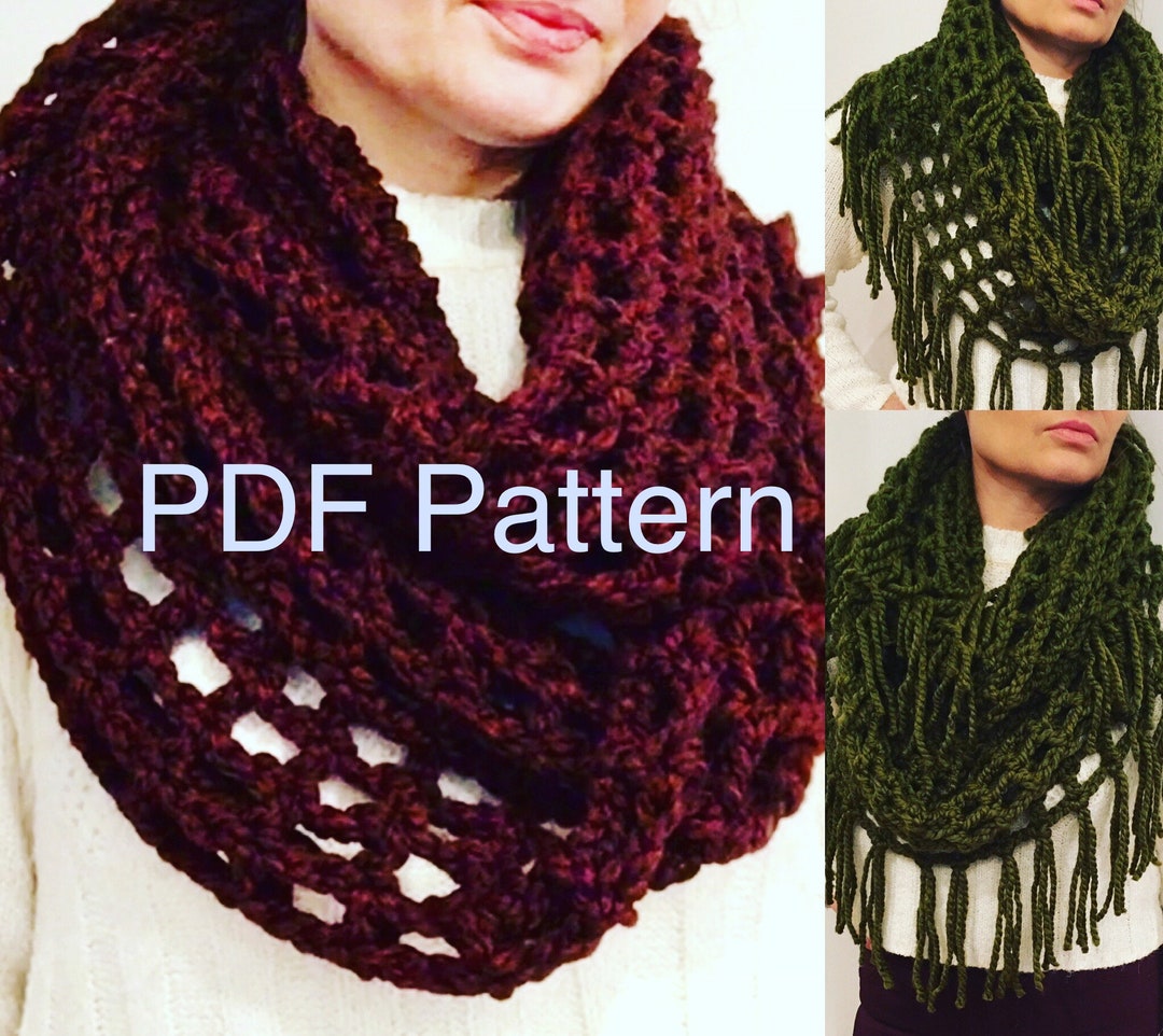 Easy Crochet Long Fringe Cowl Pattern – Infinity Scarf (PDF Pattern) - Etsy