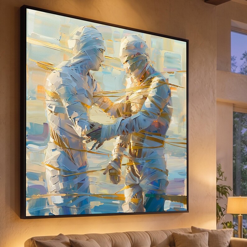 Abstract Human Connection Canvas Art, Modern Figurative Wall Decor ...