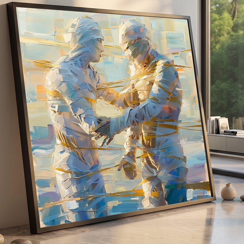 Abstract Human Connection Canvas Art, Modern Figurative Wall Decor ...