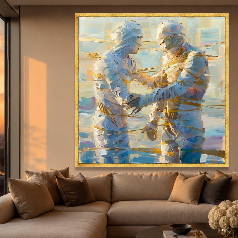 Abstract Human Connection Canvas Art, Modern Figurative Wall Decor ...