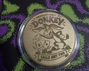 Professional Donkey Poker Card Guard – Engraved Metal Card Protector