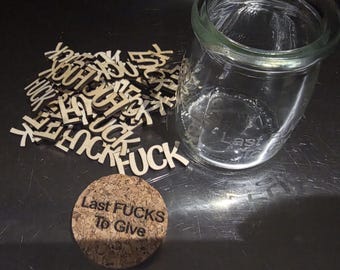 Funny Gag Gift Jar – 26 Laser-Cut Wooden Pieces, Engraved Cork Stopper