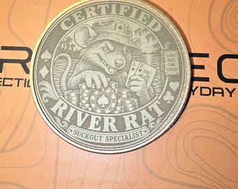 River Rat Poker Card Guard – Engraved Metal Card Protector