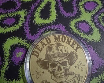 Dead Money Poker Card Guard – Engraved Metal Card Protector