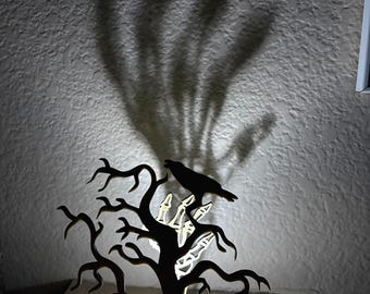 Halloween Skeleton Hand Shadow Caster Lantern with LED – Laser Cut Wood