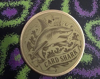 Card Shark Poker Card Guard – Engraved Metal Card Protector
