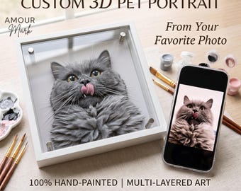 Custom 3D Multi-Layered Acrylic Pet Portrait, Hand-Painted Dog or Cat Art (Personalized Gift)